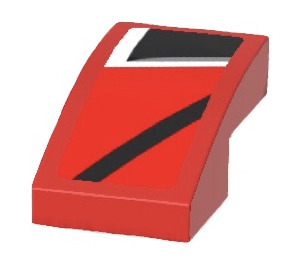 LEGO Red Slope 1 x 2 Curved with White and Black Stripes (Left) Sticker (3593)