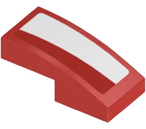 LEGO Red Slope 1 x 2 Curved with White Shape Sticker (3593)