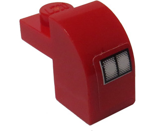 LEGO rouge Pente 1 x 2 x 1.3 Incurvé avec assiette avec Lights Autocollant (6091)