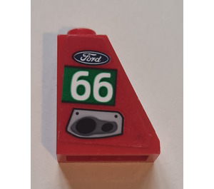 LEGO rouge Pente 1 x 2 x 2 (65°) avec '66', Exhaust et Air Vent (Model Droite) Autocollant (60481)
