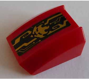 LEGO rouge Pente 1 x 2 x 2 Incurvé avec Gold Skull Diriger Autocollant (28659)
