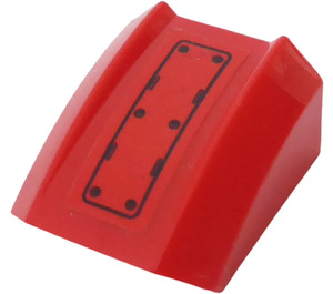 LEGO rouge Pente 1 x 2 x 2 Incurvé avec Panneau et Rivets Autocollant (28659)