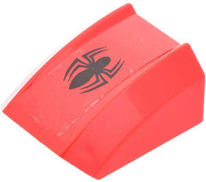 LEGO Red Slope 1 x 2 x 2 Curved with Spider Sticker (28659)