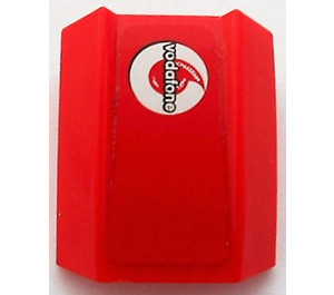 LEGO Red Slope 1 x 2 x 2 Curved with "Vodafone" (Left) Sticker (30602)