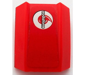 LEGO Rood Helling 1 x 2 x 2 Gebogen met "Vodafone" (Links) Sticker (30602)