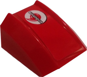 LEGO Red Slope 1 x 2 x 2 Curved with "Vodafone" (Right) Sticker (30602)