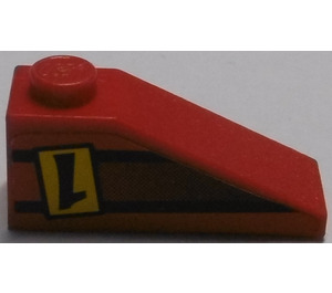 LEGO Red Slope 1 x 3 (25°) with "1" and Black/Red Stripes (Left) Sticker (4286)