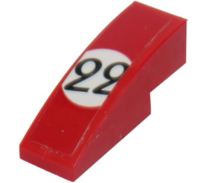 LEGO Red Slope 1 x 3 Curved with '22' Sticker (50950)