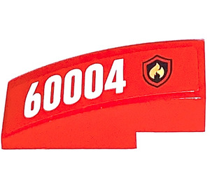 LEGO Red Slope 1 x 3 Curved with '60004' and Fire Logo Sticker (50950)