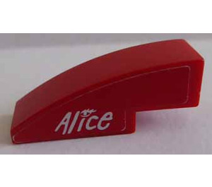 LEGO Red Slope 1 x 3 Curved with 'Alice' Left Side Sticker (50950)