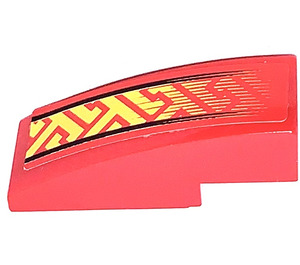 LEGO Red Slope 1 x 3 Curved with Fading Yellow Left Sticker (50950)