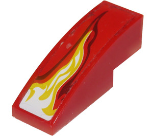 LEGO rouge Pente 1 x 3 Incurvé avec Flamme (La gauche) Autocollant (50950)