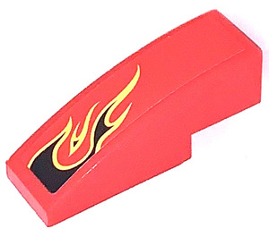 LEGO Red Slope 1 x 3 Curved with Flames Left 8227 Sticker (50950)