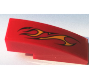 LEGO Red Slope 1 x 3 Curved with Flames left Sticker (50950)