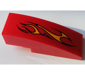 LEGO Red Slope 1 x 3 Curved with Flames right Sticker (50950)