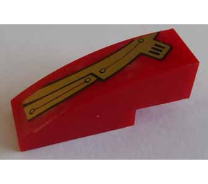 LEGO Red Slope 1 x 3 Curved with Gold Decoration Left Side Sticker (50950)