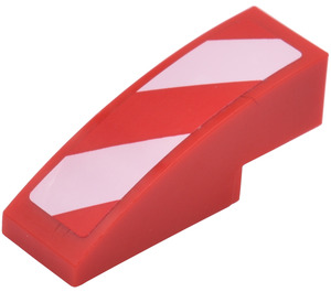 LEGO Red Slope 1 x 3 Curved with Red and White Diagonal Stripes Sticker (Right) (50950)