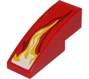 LEGO Red Slope 1 x 3 Curved with Right Side Flame Sticker (50950)