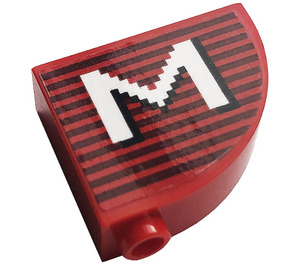 LEGO Red Slope 1 x 3 x 2 Curved with Letter 'M' Sticker (33243)