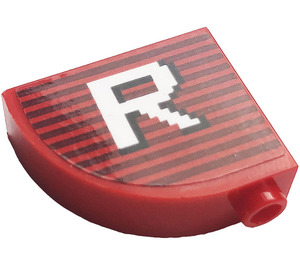 LEGO Rosso Pendenza 1 x 3 x 2 Curvo con Letter 'R' Adesivo (33243)