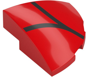 LEGO Red Slope 1 x 3 x 3 Curved Round Quarter  with Black Lines (76797 / 106207)