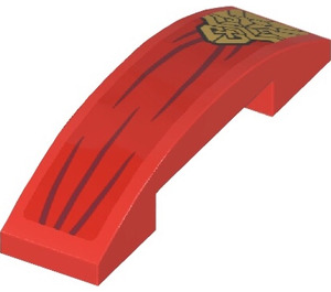 LEGO Red Slope 1 x 4 Curved Double with Red Cloth and Gold Badge Sticker (93273)