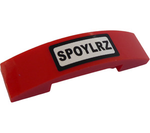 LEGO Red Slope 1 x 4 Curved Double with "SPOYLRZ" Sticker (93273)