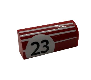 LEGO Red Slope 1 x 4 Curved with '23' (Model Left) Sticker (6191)