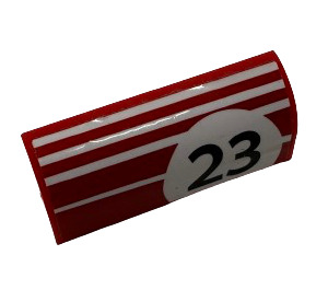 LEGO Red Slope 1 x 4 Curved with '23' (Model Right) Sticker (6191)