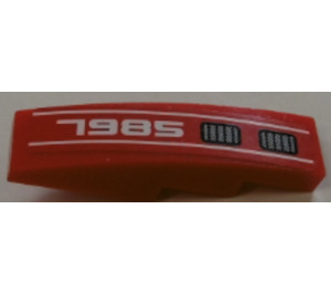 LEGO Red Slope 1 x 4 Curved with '7985', Grille (Right) Sticker (11153)