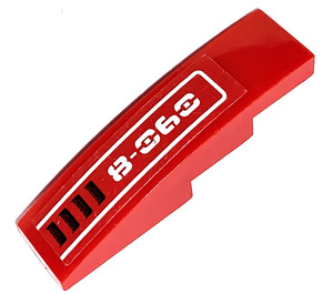 LEGO Rood Helling 1 x 4 Gebogen met '8-060' en Vents (Rechtsaf) Sticker (11153 / 61678)