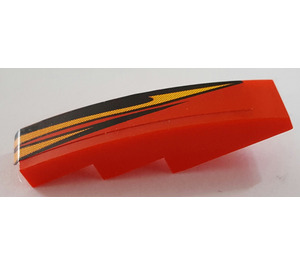 LEGO Red Slope 1 x 4 Curved with Black and Orange Flame (Right) Sticker (11153)