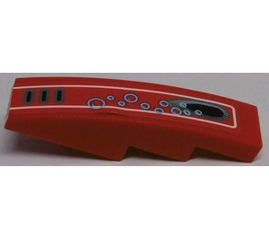 LEGO Red Slope 1 x 4 Curved with Bubbles, Grill, and Vent Sticker (11153)