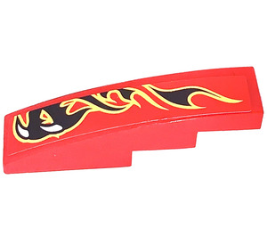 LEGO Red Slope 1 x 4 Curved with claw and black flames (left side) Sticker (11153)