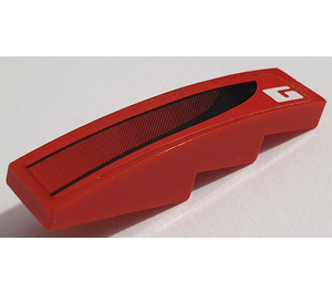 LEGO Red Slope 1 x 4 Curved with 'G' and Black Vent Sticker (11153)