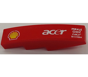 LEGO Red Slope 1 x 4 Curved with Shell Logo, 'acer', 'MAHLE', 'OMR', 'SKF' and 'brembo' (Model Left) Sticker (11153)