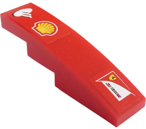 LEGO Red Slope 1 x 4 Curved with Shell Logo, Santander Logo and  'SCUDERIA FERRARI' (Left) Sticker (11153)