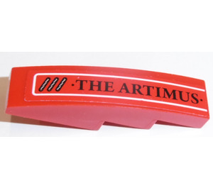 LEGO rouge Pente 1 x 4 Incurvé avec 'THE ARTIMUS' (La gauche) Autocollant (11153)