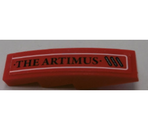 LEGO Red Slope 1 x 4 Curved with 'THE ARTIMUS' (right) Sticker (11153)