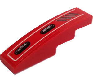 LEGO Red Slope 1 x 4 Curved with Vents (Left) Sticker (11153)