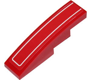 LEGO Red Slope 1 x 4 Curved with White Edging Sticker (11153)