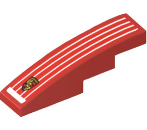 LEGO Red Slope 1 x 4 Curved with White Lines and Porsche Logo Sticker (11153)