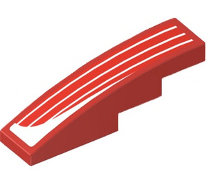 LEGO Red Slope 1 x 4 Curved with White Lines (Left) Sticker (11153)