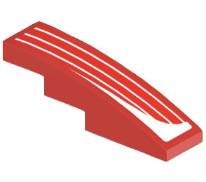 LEGO Red Slope 1 x 4 Curved with White Lines (Right) Sticker (11153)