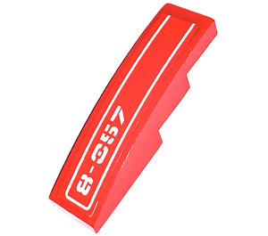 LEGO Red Slope 1 x 4 Curved with White Stripe and '8-057' (Left) Sticker (11153 / 61678)