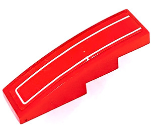 LEGO Red Slope 1 x 4 Curved with White Stripe Sticker (11153 / 61678)