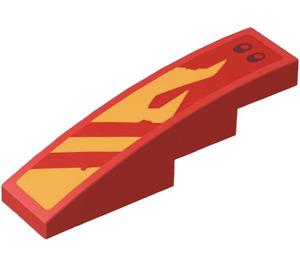 LEGO rot Steigung 1 x 4 Gebogen mit Gelb Flamme Emblem (Links) Aufkleber (11153)