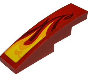 LEGO Red Slope 1 x 4 Curved with Yellow, Orange and Red Flames (Nr 3) Sticker (11153)