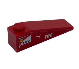 LEGO Röd Backe 1 x 4 x 1 (18°) med 'FIAT', Puma och Scuderia Ferrari Logos (Both Sidor) Klistermärke (60477)