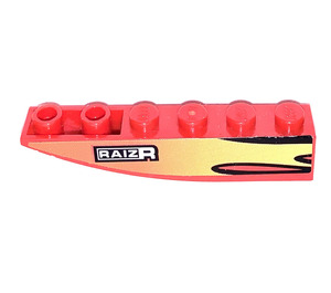 LEGO Red Slope 1 x 6 Curved Inverted with Flames with RaizR Sticker (41763)